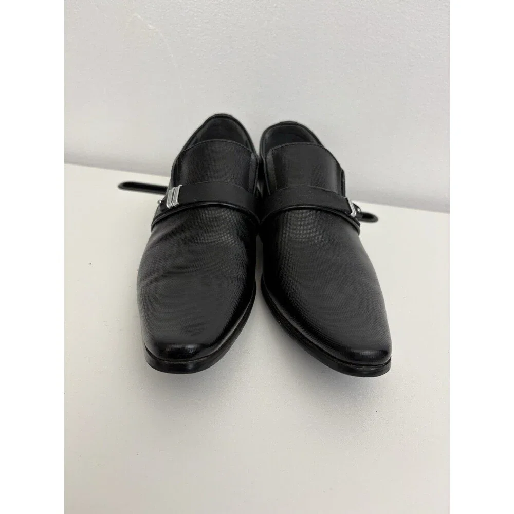 Marco Polo Men's Black Textured Monk Strap Slip-On Dress Shoes EU 39  6.5 u.s.a